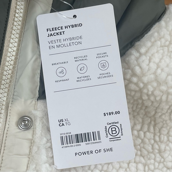 Athleta Quilted Sherpa Fleece Hybrid Jacket XL Sage Green Gorpcore, Quiet Luxury - Picture 5 of 16